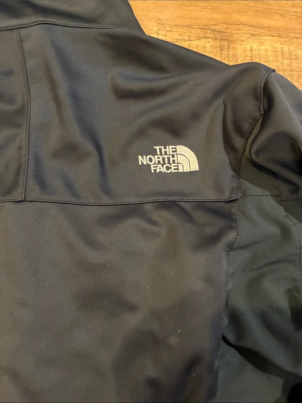 The North Face Black Hooded Windbreaker Windstopper with Red Zipper Accents